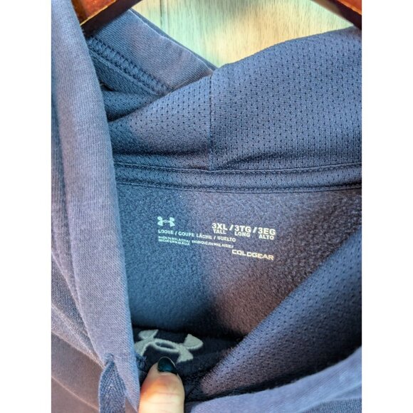 Under Armour Hoodie 3XL Blue ColdGear Loose Fit Pullover Fleece Mens 3XL Logo - Picture 4 of 7